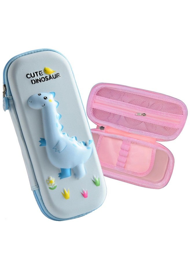 BEMBIKA School Supplies 3D Cartoon Design Pencil Box for School Kids, Girls and Boys, Pen & Pencil Case Pouch for Office, College, School Large Storage Capacity �Dino Light Blue - Image 1