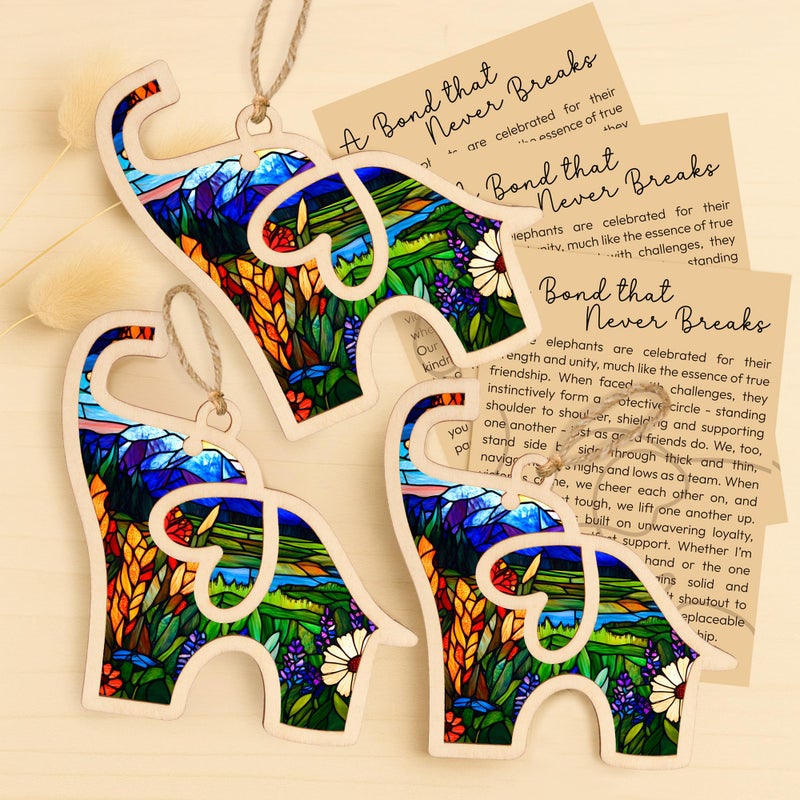 Sensemory Best Friend Birthday Gifts For Women  Friendship Elephant Ornament With Story Card  Friendship Gifts For Women  Birthday Presents For Best Friends Sisters Special Bond Decor  Suncatcher (Set 3 Purple) - Image 3