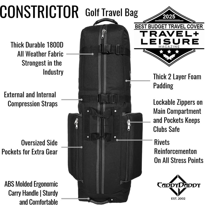 CaddyDaddy Golf Constrictor 2 Travel Cover (Black/Grey) - Image 3