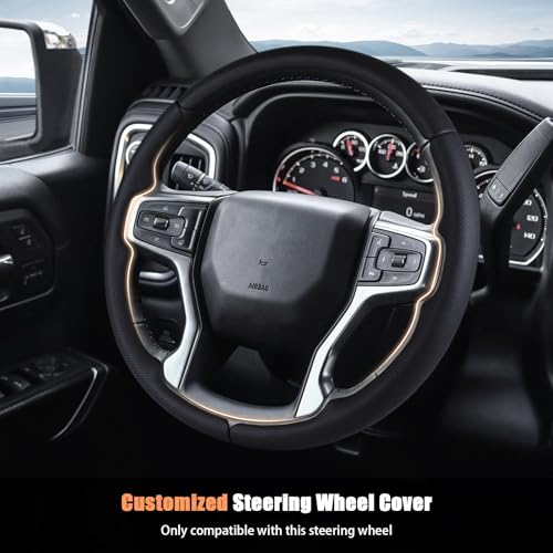 Aimato Customized Steering Wheel Cover for Chevy Silverado 1500 2019-2026/2500 3500 2020-2026/Blazer 2019-2025/Suburban Tahoe 2021-2024,Thin,Anti-Slip,Scratch-Resistant Car Accessory for Chevrolet - Image 2