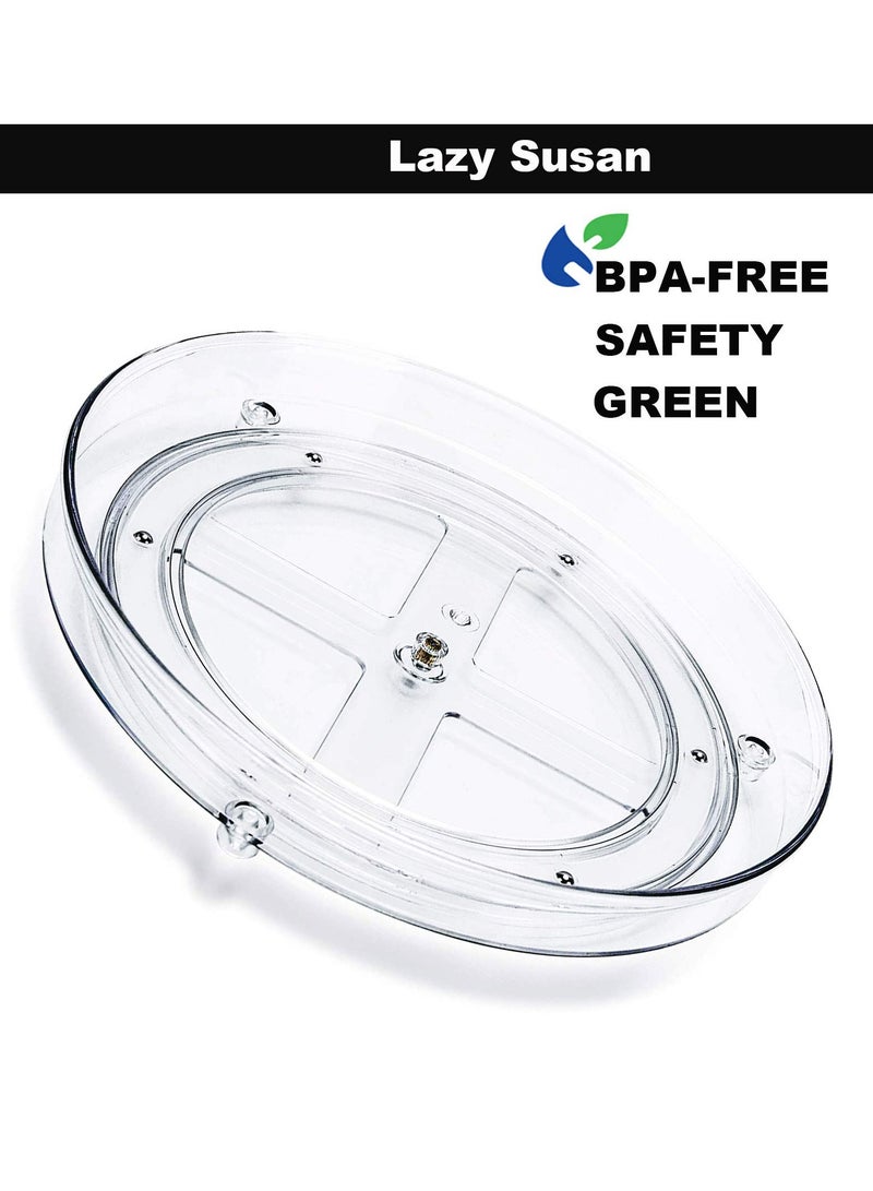 هاهاهاي منظم أكريليك شفاف دوار مقاس 9.25 بوصة، منظم بلاستيكي شفاف، منظم عطور ومستحضرات تجميل، رف ثلاثي الطبقات، حامل لوشن للعناية بالبشرة، حامل توابل، رف شفاف متين لتخزين أسطح المطبخ والحمام - Image 5