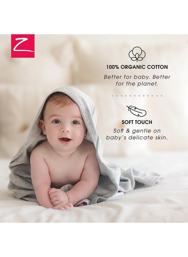 Zutano Hooded Baby Towels, Organic Cotton Baby Bath Towel, Ultra Soft and Absorbent Baby Towel for Newborn and Infant | Girl, Boy, and Unisex Towel Set, Strawberries, 2-Pack - Image 3