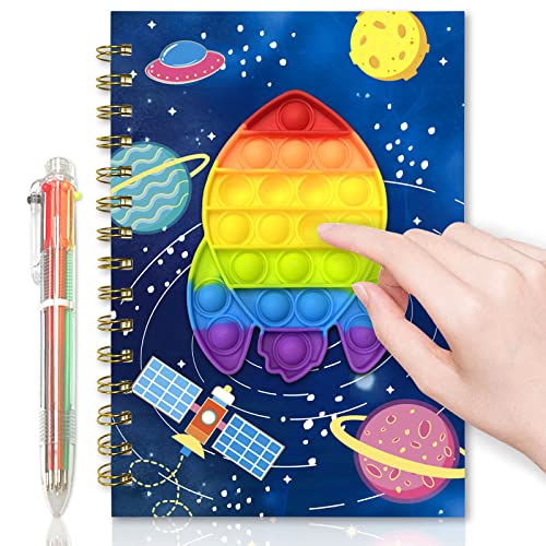 xiaomianyang Pop Notebook for Kids Fidget Boys Diary Journal 83x57 Inches 160 Lined Pages with 6 Multicolor Pen Spiral Journal for Teenage School Writing Drawing Pop Rocket It Gifts Stuff Age 6 8 10 12 - Image 1