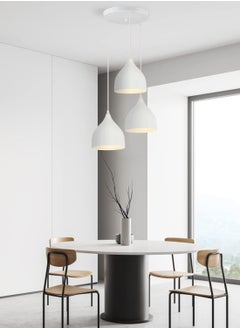 SP SUPER POWER Vintage Ceiling Light Fixture Industrial Pendant Light Iron Metal Hanging Lamp for Kitchen Island Dining Room Living Room Bedroom (White,3-Light)  - Image 3