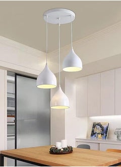SP SUPER POWER Vintage Ceiling Light Fixture Industrial Pendant Light Iron Metal Hanging Lamp for Kitchen Island Dining Room Living Room Bedroom (White,3-Light)  - Image 4