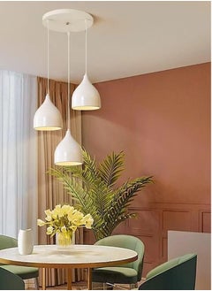 SP SUPER POWER Vintage Ceiling Light Fixture Industrial Pendant Light Iron Metal Hanging Lamp for Kitchen Island Dining Room Living Room Bedroom (White,3-Light)  - Image 5