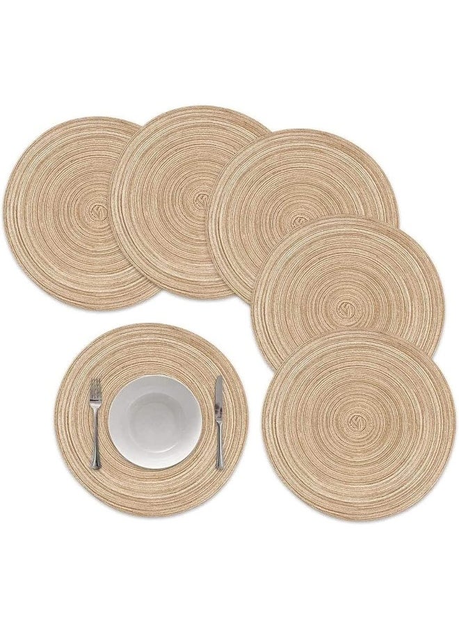 sulfar Sulfar Round Braided Placemats Set of 5PCS Round Table Mats Woven Heat Resistant Table Mats for Dining Tables  - Image 1