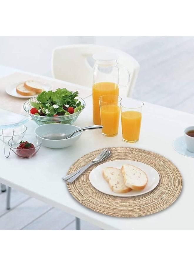 sulfar - Sulfar Round Braided Placemats Set of 5PCS Round Table Mats Woven Heat Resistant Table Mats for Dining Tables - Image 1