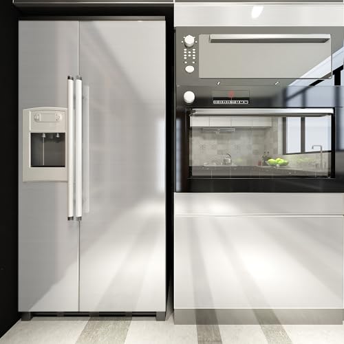 Livelynine 158x197 Silver Contact Paper Peel and Stick Stainless Steel Wrap for Appliances Adhesive Vinyl Kitchen Wallpaper Peel and Stick Countertop Covers Fridge Refrigerator Door Dishwasher Skins - Image 3