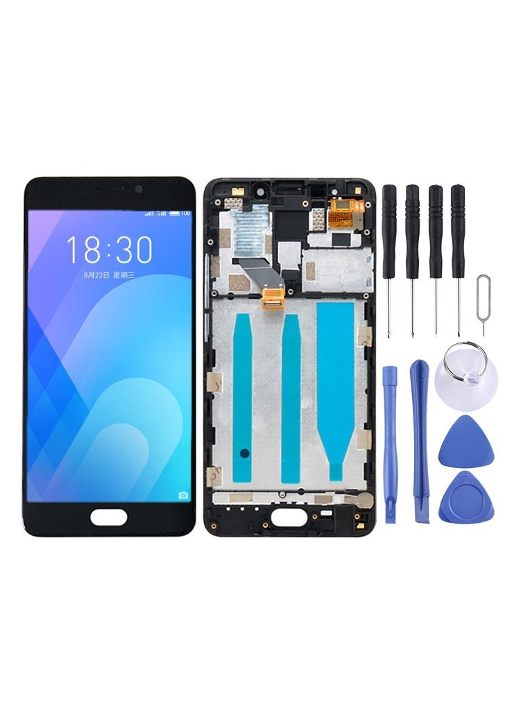 شاشة LCD مع وحدة رقمنة كاملة وإطار لهاتف Meizu M6 Note - اللون الأسود. - Image 1