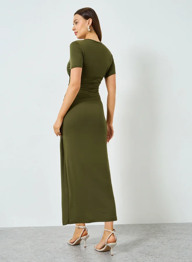 Take Two  Olive Fitted Waist Bodycon Maxi Dress for Women | Best Price UAE