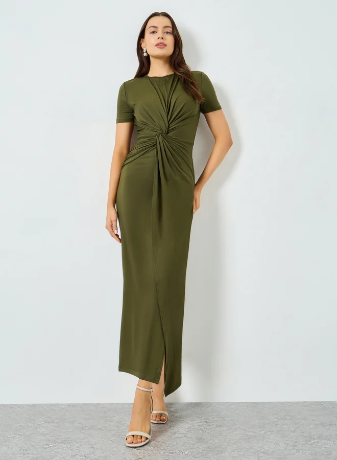 Take Two  Olive Fitted Waist Bodycon Maxi Dress for Women | Best Price UAE