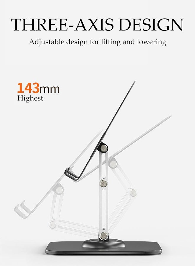 Tablet Holder Stand，Adjustable Tablet Stand for Desk,360° Rotatable Mobile Phone Holder，Strong Load-Bearing Capacity，Anti slip and Foldable，Compatible with Multiple Sizes of Phones and Tablets - Image 5