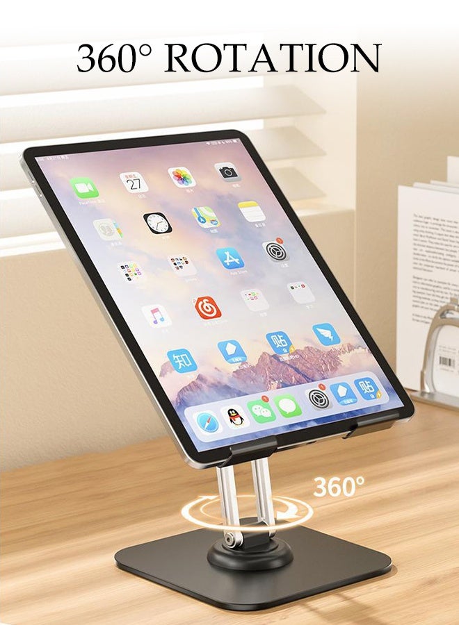 Tablet Holder Stand，Adjustable Tablet Stand for Desk,360° Rotatable Mobile Phone Holder，Strong Load-Bearing Capacity，Anti slip and Foldable，Compatible with Multiple Sizes of Phones and Tablets - Image 4