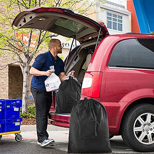 JHX 2 Pcs Travel Laundry Bag, JHX Dirty Clothes Bag 【Upgraded】 with Handles and Aluminum Carabiner, Collapsible Laundry Bag for Travel, Camp, Fitness, and Students（Black） 24"L x 21"W - Image 5
