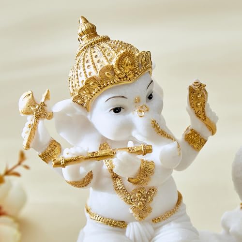 Karigaari Ganesh Idol for Home Decor | Lord Ganesha Statue with Peacock | Ganpati Murti for Pooja Room, Temple, Office | Hindu God Figurine for Spiritual Gifts - Image 3