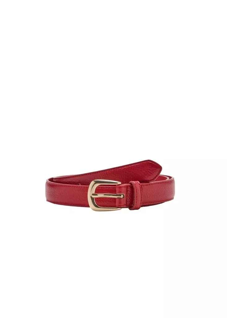 Mango 70-ROJO Leather-Effect Belt With Metal Buckle for Women | Best Price UAE
