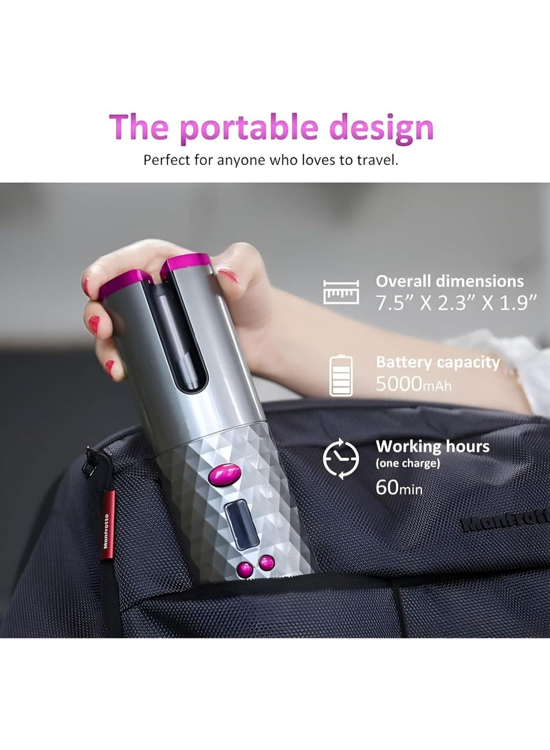 FDTY Cordless Automatic Hair Curler ,ortable Ceramic Rotating Curling Iron with  Temperature , Timer Settings,Wireless Auto Curling Wand for Effortless Styling - Image 2