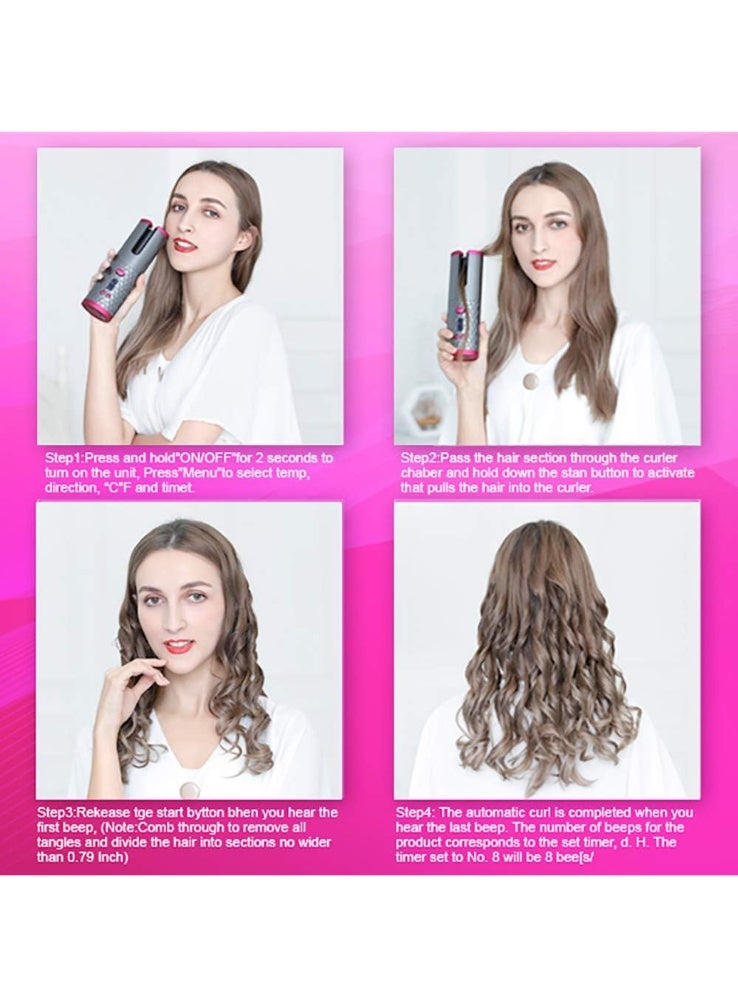 FDTY Cordless Automatic Hair Curler ,ortable Ceramic Rotating Curling Iron with  Temperature , Timer Settings,Wireless Auto Curling Wand for Effortless Styling - Image 3