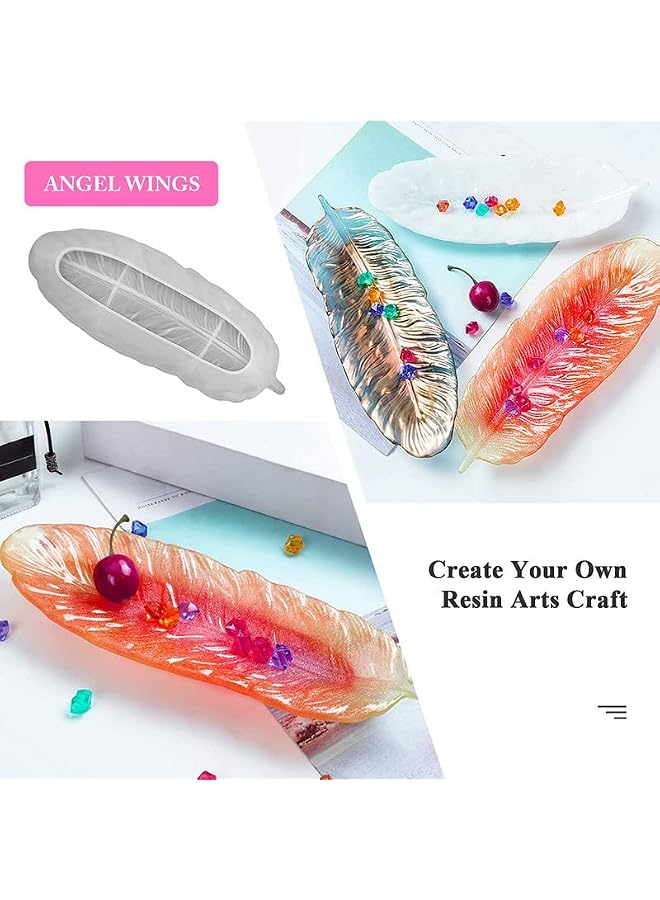 S-TOP Feather Wings Dish Diy Crystal Resin Epoxy Feather Wings Plate Dish Decoration Desktop Storage Mirror Silicone Mold - Image 5