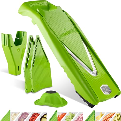 Börner Mandoline Slicer V5 (Starter Set) • Vegetable V-Slicer for Slices, Sticks & Dices in Various Sizes • With Stainless Steel V-Blade • Adjustable Kitchen Slicer • Color: Green - Image 1