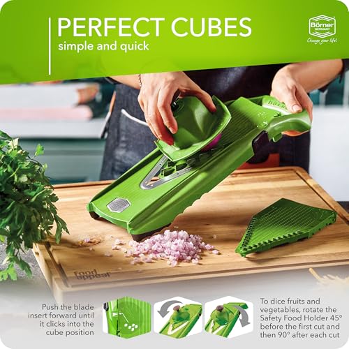 Börner Mandoline Slicer V5 (Starter Set) • Vegetable V-Slicer for Slices, Sticks & Dices in Various Sizes • With Stainless Steel V-Blade • Adjustable Kitchen Slicer • Color: Green - Image 5
