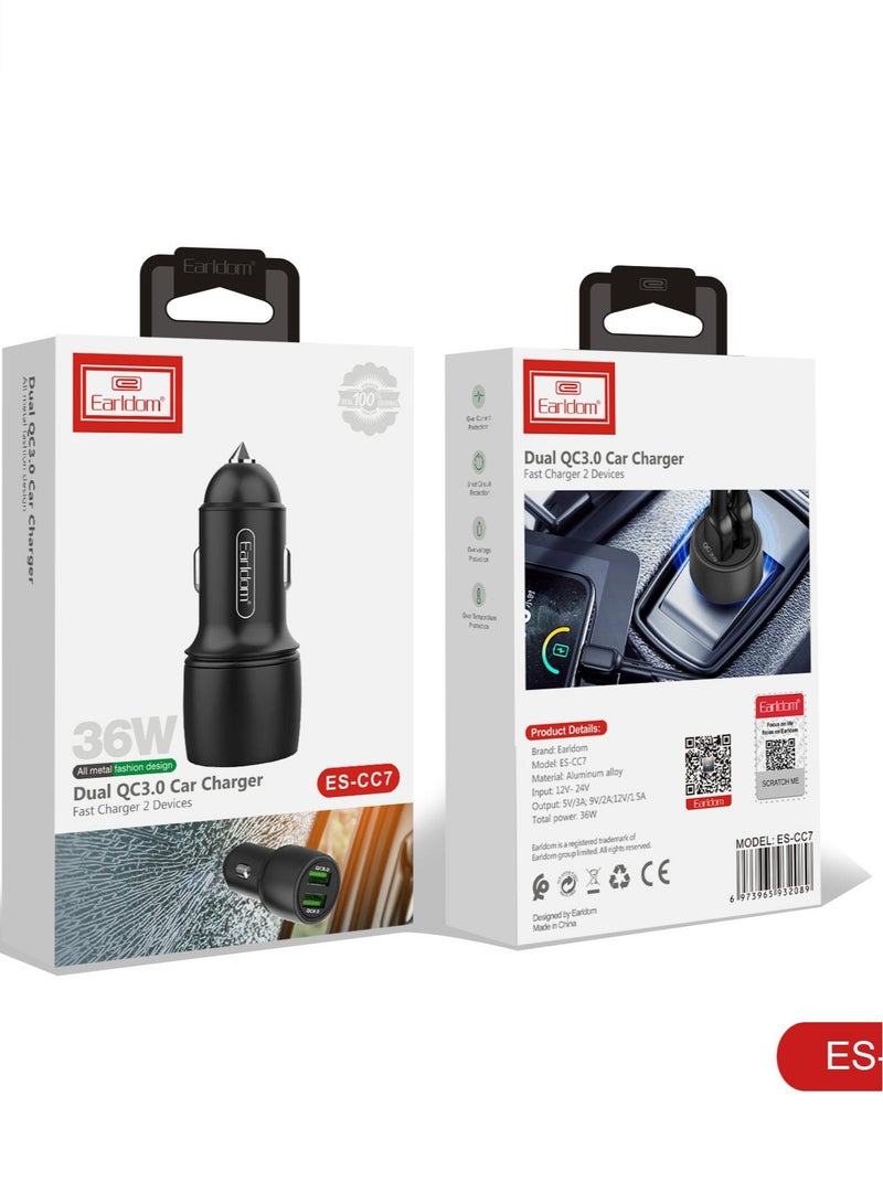 JAJEEK "New Car USB Charger Quick Charge 3.0 – Dual USB Ports Mobile Phone Charger for iPhone 12 & Fast Charging with Cable" - Image 5