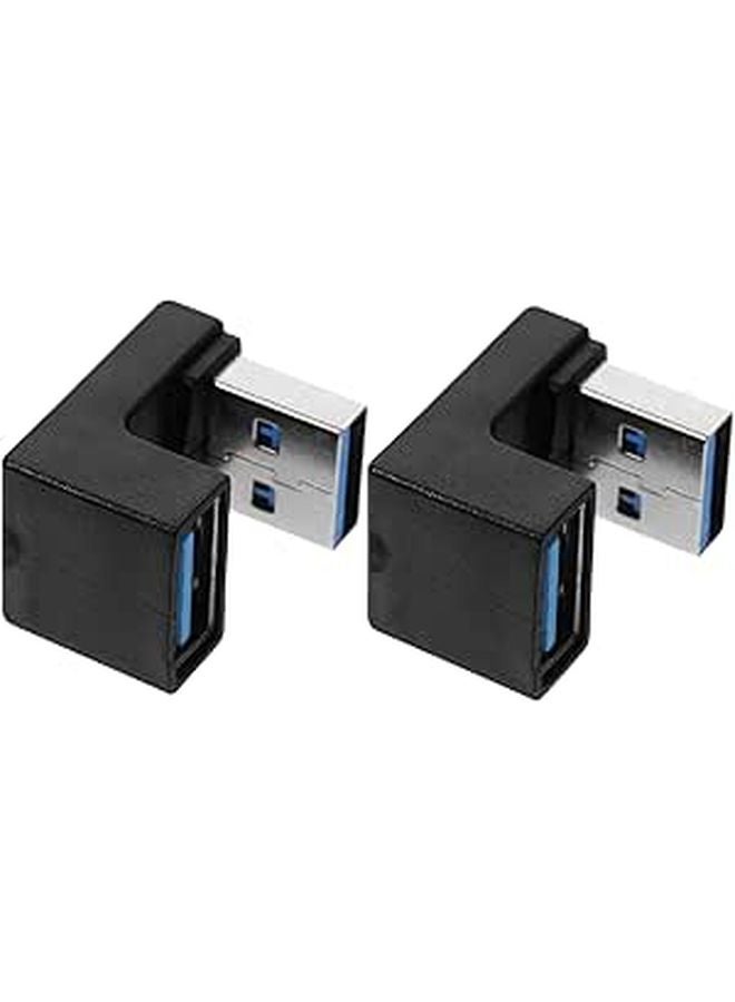 USB Right Angle Adapter 2 Pack Male To Female Fast Data Transfer For Laptop Devices - Image 1