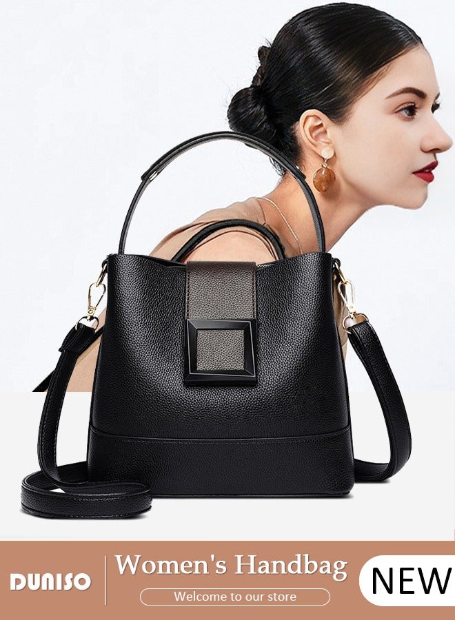 DUNISO Handbag Bucket Bag for Women Faux Leather Large Capacity Anti Theft Crossbody Shoulder Bucket Bag With Detachable Strap - Image 1