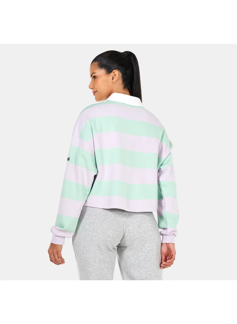 PUMA Women's SWxP Striped Longsleeve Polo Shirt