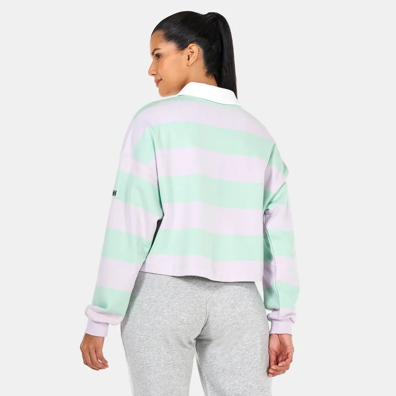 PUMA Women's SWxP Striped Longsleeve Polo Shirt