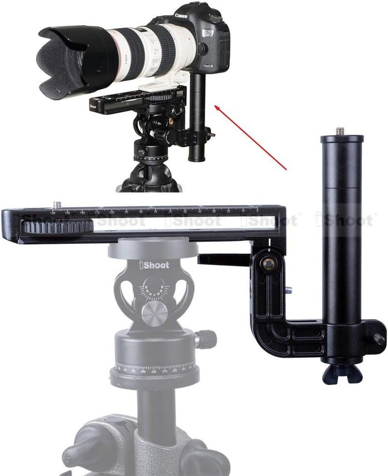 iShoot Foldable Telephoto Lens Bracket, All-Metal Long-Focus Lens Support, Lens Holder with 20cm Quick Release Plate for Arca-Swiss Fit Tripod Ball Head, Compatible with Canon Nikon Sony Cameras - Image 1