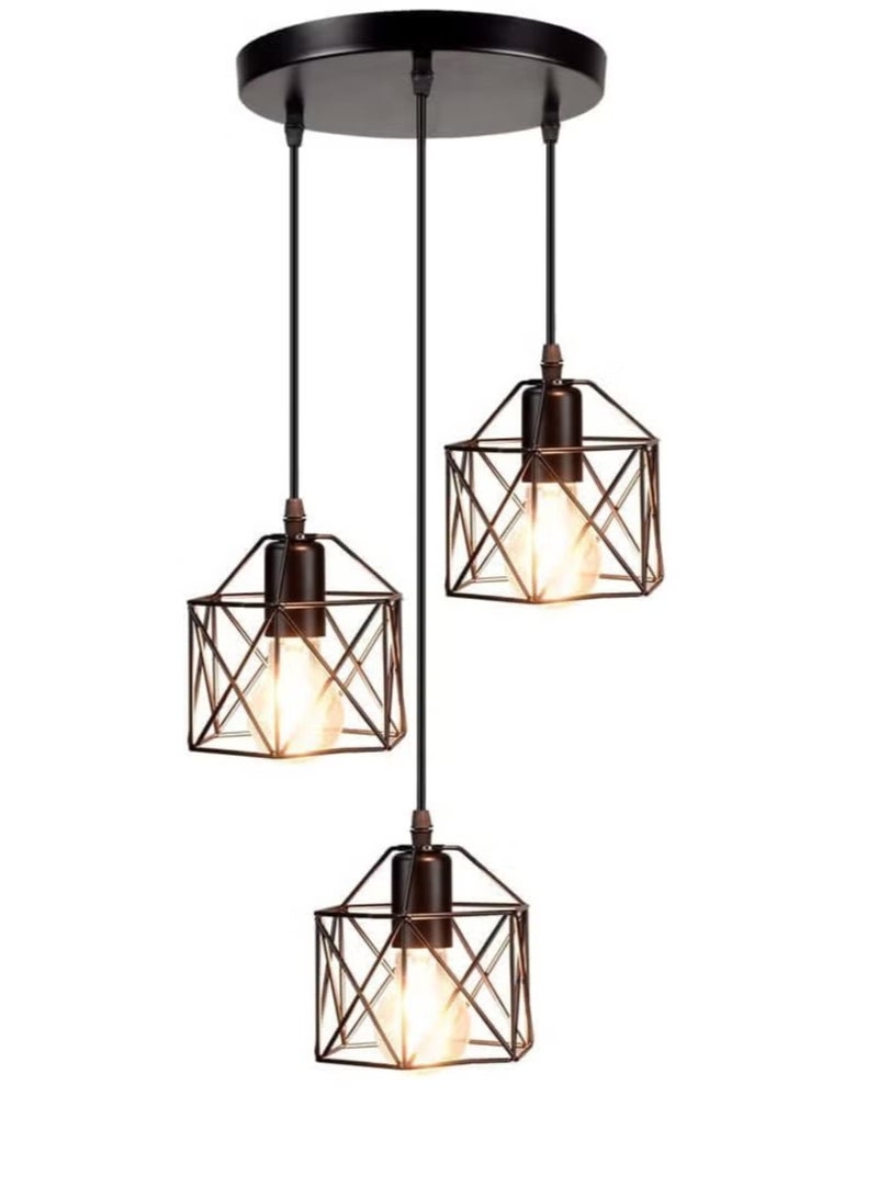 YelaJoy Vintage 3-Light Hanging Pendant Ceiling Lamp, Bulbs Included - Retro Pendant Light Fixture for Kitchen & Dining Room - Image 1