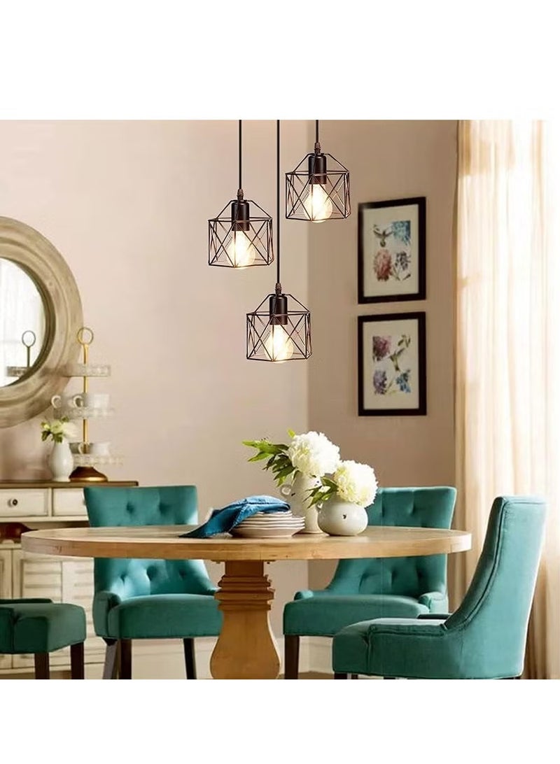 YelaJoy Vintage 3-Light Hanging Pendant Ceiling Lamp, Bulbs Included - Retro Pendant Light Fixture for Kitchen & Dining Room - Image 5