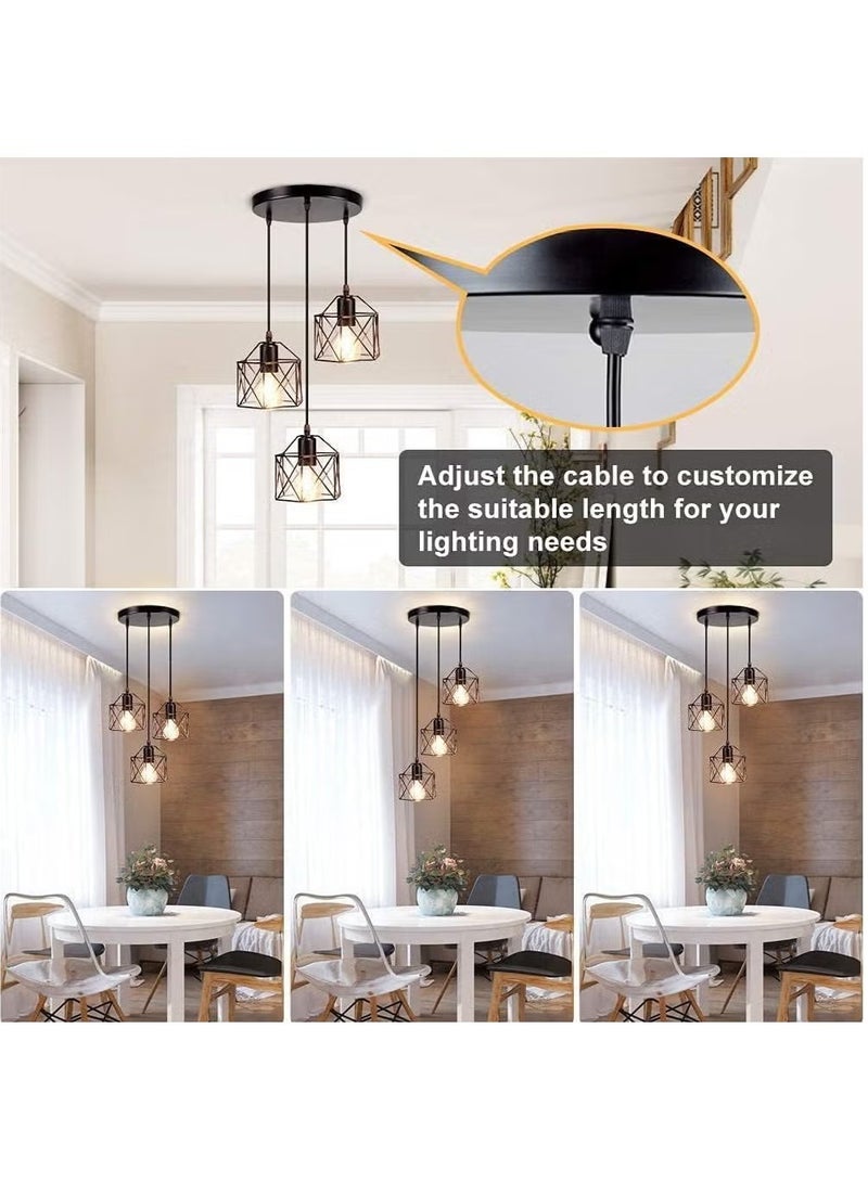 YelaJoy Vintage 3-Light Hanging Pendant Ceiling Lamp, Bulbs Included - Retro Pendant Light Fixture for Kitchen & Dining Room - Image 4