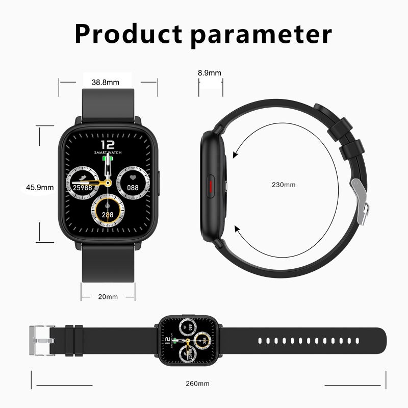 Smart Watch 1.85" 2.5D Curved Screen With 240*286 Resolution - Body Temperature Detection Fitness Tracker Bracelet for Daily Health Monitoring, Sports Enthusiasts - Image 4