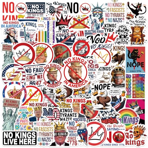 HighMount Anti Trp Stickers No Kings Stickers 55Pcs No Kings in America Funny F Trp Not My President Against Vinyl SelfAdhesive Decals Easy Stick Removeable for Bumper Window Tumblers Water Bottles - Image 1