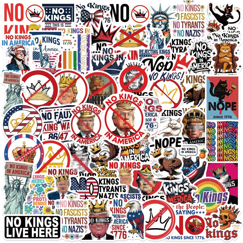 HighMount Anti Trp Stickers No Kings Stickers 55Pcs No Kings in America Funny F Trp Not My President Against Vinyl SelfAdhesive Decals Easy Stick Removeable for Bumper Window Tumblers Water Bottles - Image 3