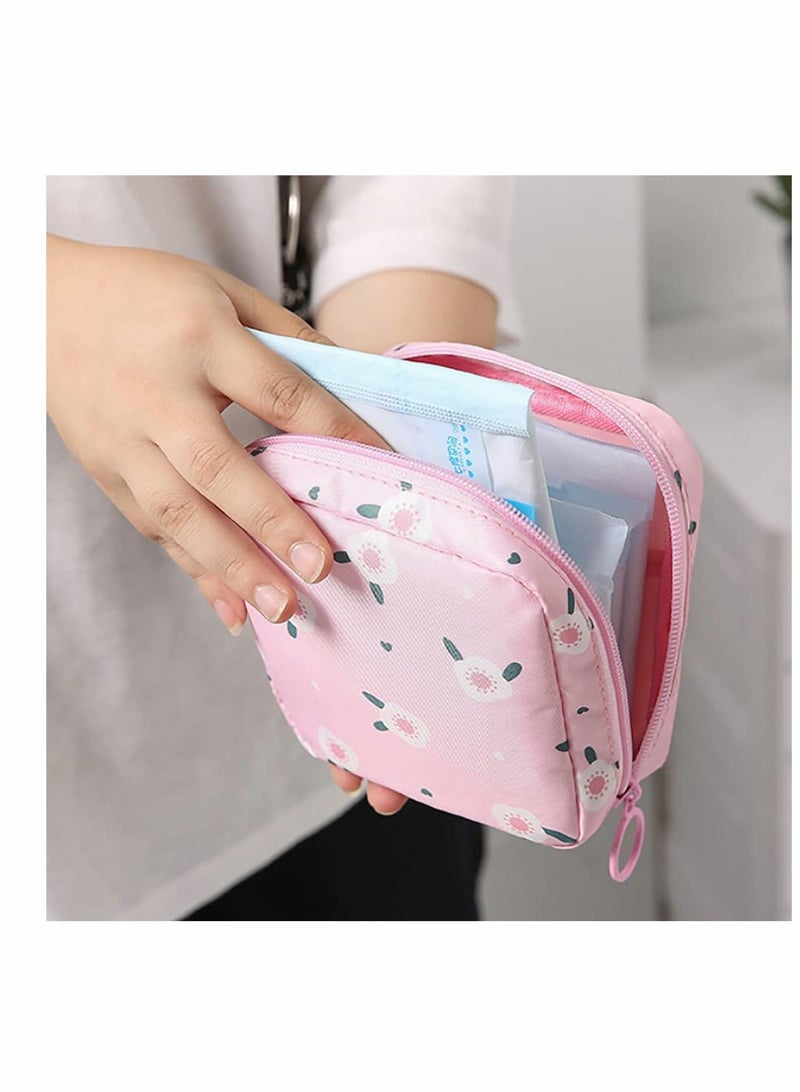 حقيبة تخزين الفوط الصحية، حقيبة بسحاب للفوط الشهرية، حقيبة تخزين فوط صحية محمولة لحملها في الحقيبة، مجموعة أول دورة شهرية للفتيات المراهقات، لتخزين الفوط الصحية للنساء (4 قطع) - Image 5