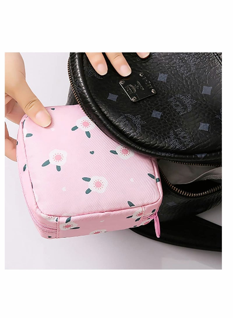 حقيبة تخزين الفوط الصحية، حقيبة بسحاب للفوط الشهرية، حقيبة تخزين فوط صحية محمولة لحملها في الحقيبة، مجموعة أول دورة شهرية للفتيات المراهقات، لتخزين الفوط الصحية للنساء (4 قطع) - Image 3