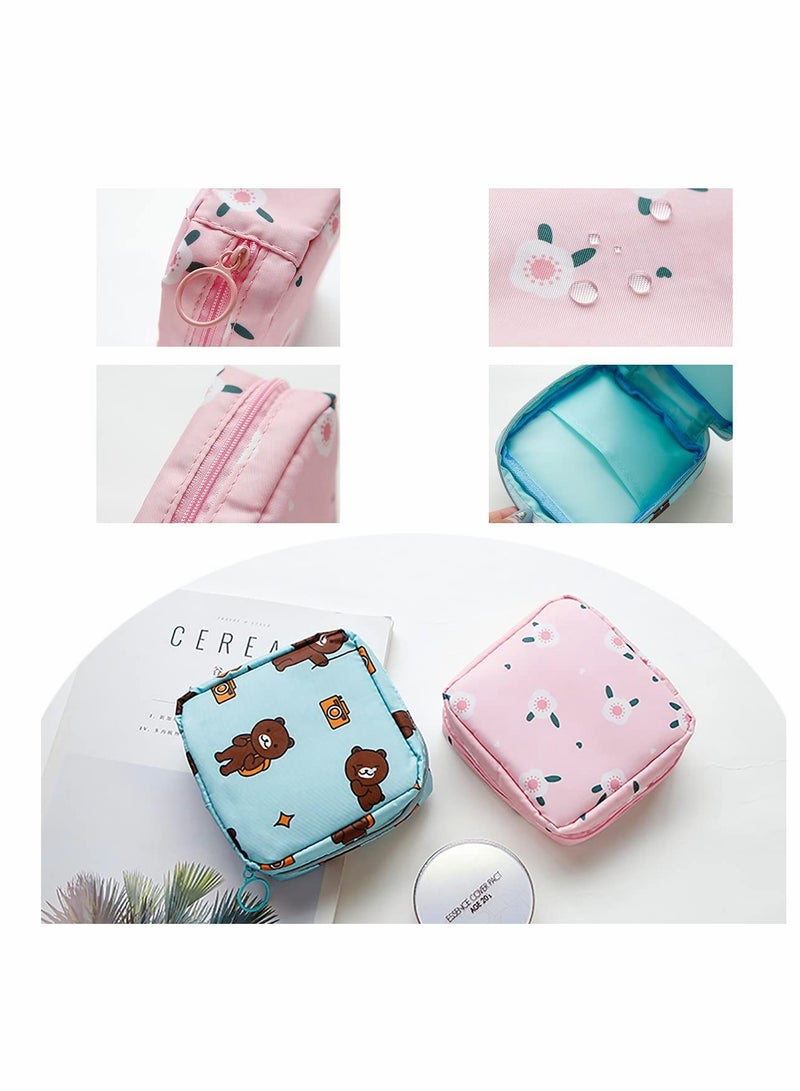 حقيبة تخزين الفوط الصحية، حقيبة بسحاب للفوط الشهرية، حقيبة تخزين فوط صحية محمولة لحملها في الحقيبة، مجموعة أول دورة شهرية للفتيات المراهقات، لتخزين الفوط الصحية للنساء (4 قطع) - Image 4