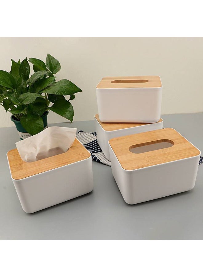 Multifunctional Tissue Box with Lid - Desktop Decoration Organizer - Tissue Holder - White - Image 2