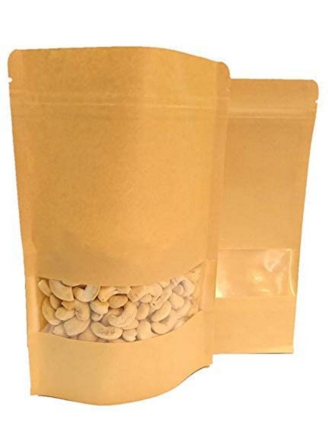 Deera Stand Up Ziplock Reusable Airtight Kraft Paper Storage Pouch (Brown)(180mmX260mm)(Pack of 50) - Image 1