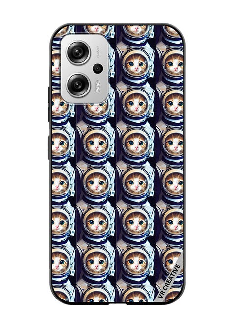 Protective Case Cover For Xiaomi Redmi Note 11T Pro Cat Face Inside Astronauts Helmet Pattern Design Multicolour