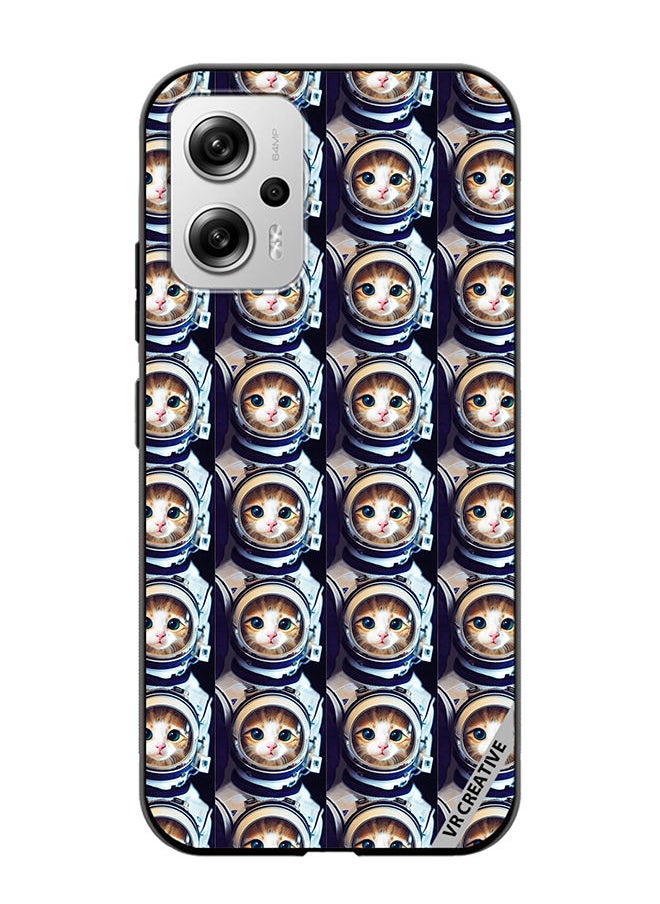 VR CREATIVE - Protective Case Cover For Xiaomi Redmi Note 11T Pro Cat Face Inside Astronauts Helmet Pattern Design Multicolour - Image 1
