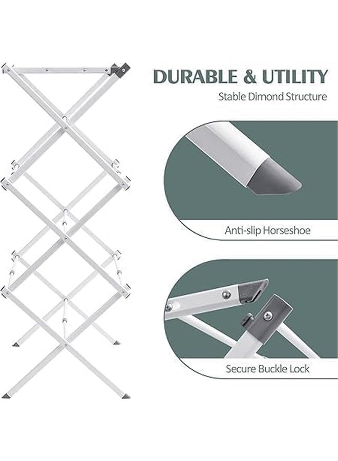 DUNISO Portable Foldable Clothes Drying Rack,Multi Functional Four Layer Laundry Drying Rack,Space Saving X-Frame Design, Multi-Rod Support, Durable and Safe, Ideal for Various Scenes,Grey  - Image 2