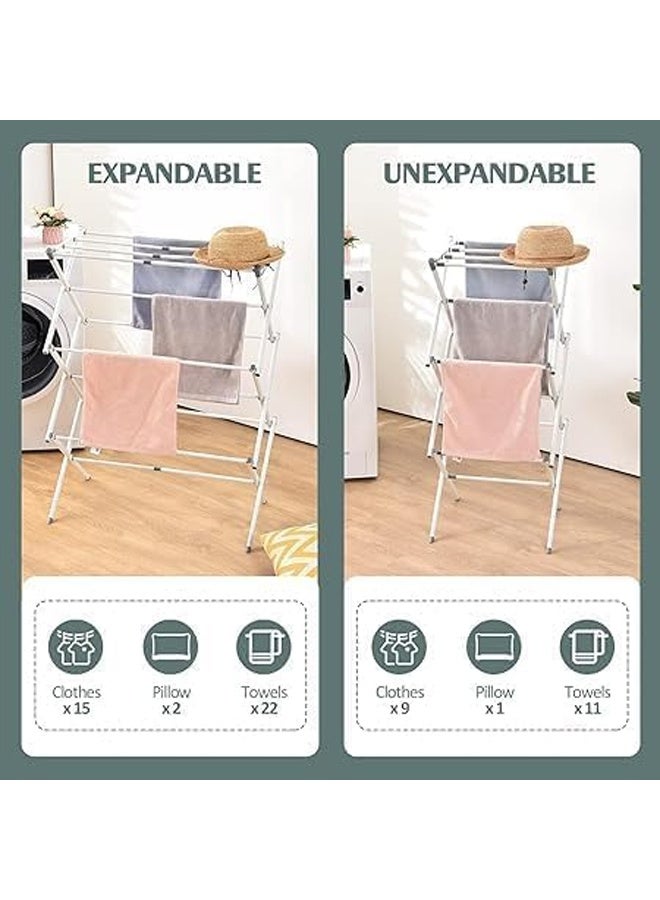 DUNISO Portable Foldable Clothes Drying Rack,Multi Functional Four Layer Laundry Drying Rack,Space Saving X-Frame Design, Multi-Rod Support, Durable and Safe, Ideal for Various Scenes,Grey  - Image 4