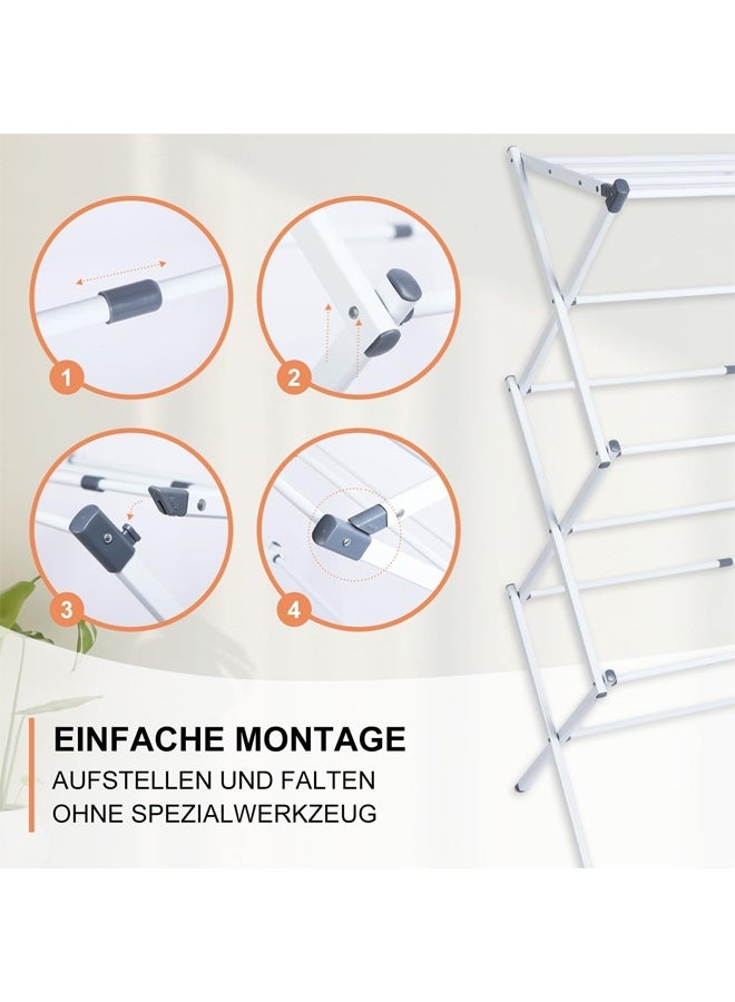 DUNISO Portable Foldable Clothes Drying Rack,Multi Functional Four Layer Laundry Drying Rack,Space Saving X-Frame Design, Multi-Rod Support, Durable and Safe, Ideal for Various Scenes,Grey  - Image 3