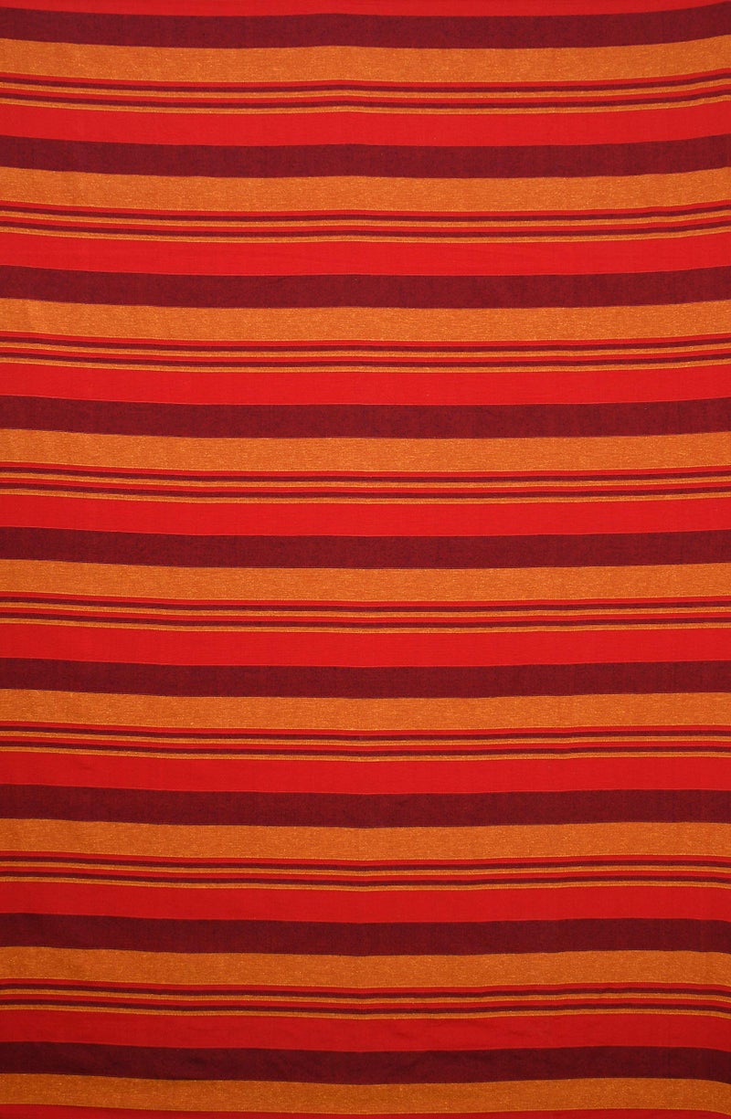 RANGBHAR Handloom Cotton Double Bedsheet Without Pillow Covers, Woven Striped Bedcover, 90 x 100 inch, Red,210 TC - Image 3