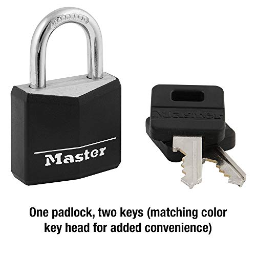 Master Lock 131D 1-3/16" Wide Covered Aluminum Keyed Padlock, One Pack, Black - Image 5